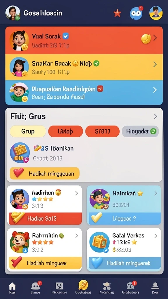 Tampilan papan permainan yang menarik dan penuh warna.
