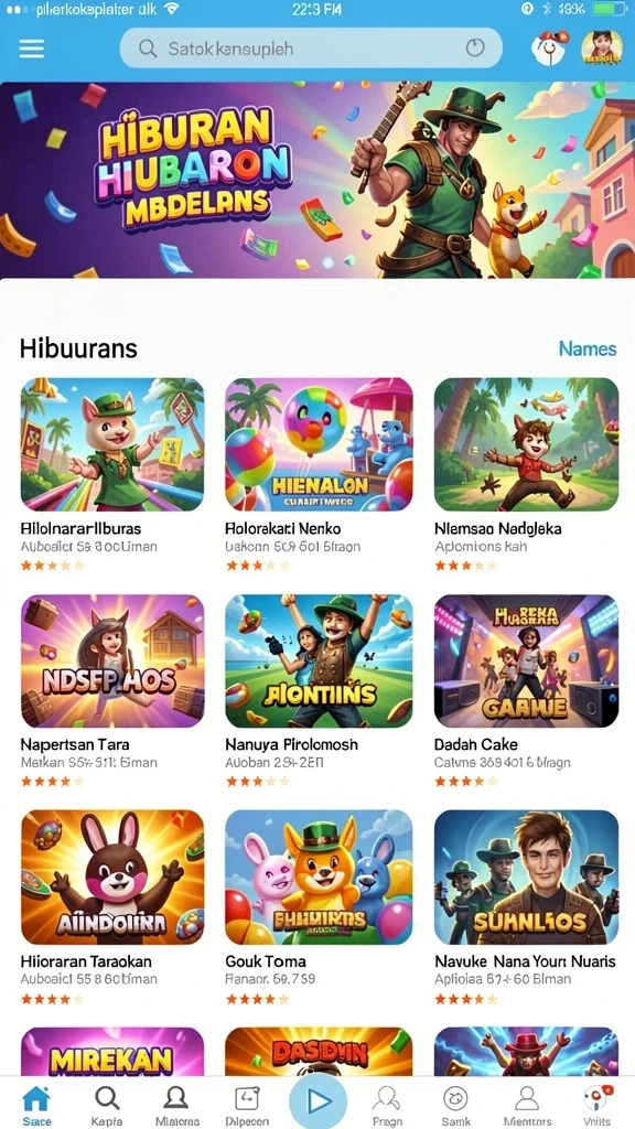 Berbagai pilihan game seru di dalam aplikasi.